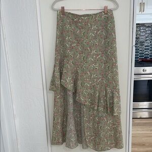 NWT BTFBM Green & Pink Floral High-Low Skirt | L